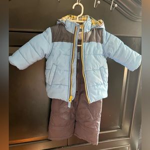 Carters Snowsuit 2 piece Jacket Snowpants Size 12 M Baby Puffer Winter Hood Blue